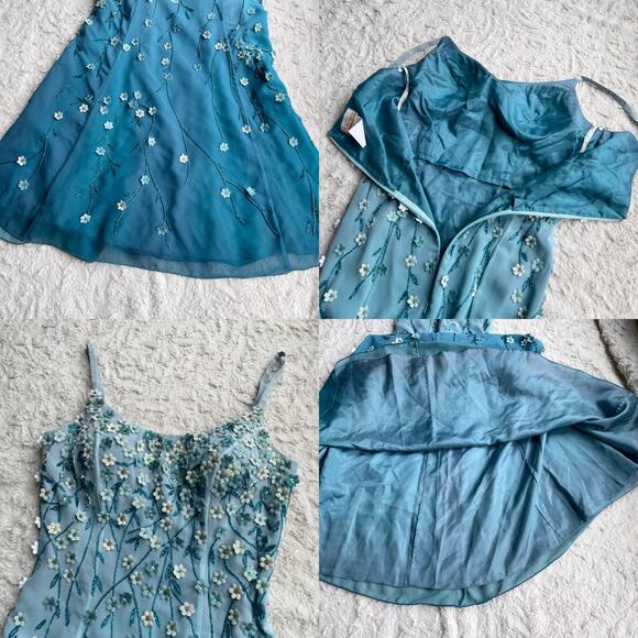 SOLD Alyce Designs vintage prom dress beaded floral sequin maxi gown long formal - Picture 9 of 17